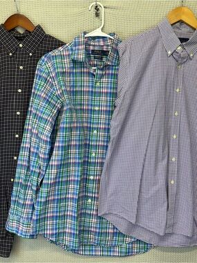 Polo Ralph Lauren Mens Button Down Shirts Mens Large Lot of 3 Preppy Casual Vtg